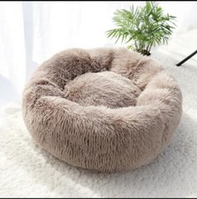 Pet Dog Cat Calming Bed Comfy Warm Fluffy Round Sleeping Bed Nest Mattress Pad
