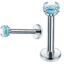 PAIR Tiny Gem Labret Tragus Cartilage Lip Bar Stud - Flat Back Helix Ear Rings