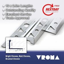 5x SILVER TILE TRIMS 2.5 METERS - L SHAPE - ALUMINIUM BRIGHT BRUSHED MATT