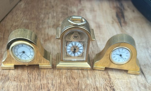 Miniature brass clocks - brass,
