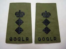 QOGLR OD Green Rank Slides / Epaulette Pair Genuine British Army - NEW