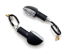 Motorcycle LED Indicators Pair Long Stem Spear With Black Body And Clear Lens