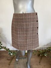 Womens Tweed Skirt JOULES Alicia Size 10 & 20 Tan Lined Wool Mix Button Up NEW
