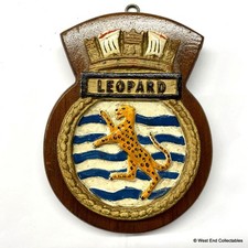 Small HMS Leopard Crest Royal Navy Ship Submarine Plaque Shield Badge Tampion