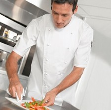 Mens White Chef Jacket Short Sleeve Premium Cotton Catering Kitchen Work Uniform
