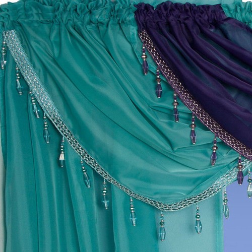 Teal crystal beaded fringe - teal,