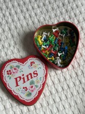 Cath Kidston Vintage Notice Board Heart Shaped Pins Tin
