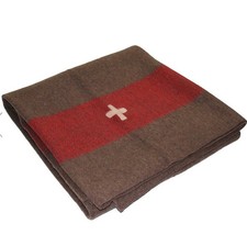 Swiss Army Brown Wool Blanket 200x140 cm - Vintage Military Surplus Used