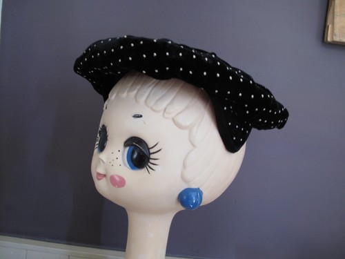 Vintage 1950s black polka - 1950s, dot