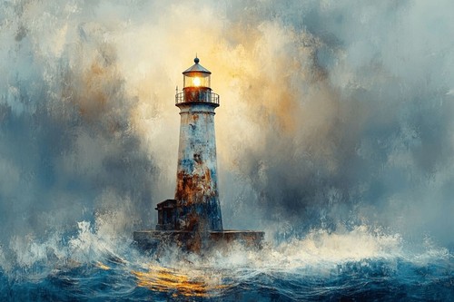 Lighthouse seascape canvas - lighthouse,