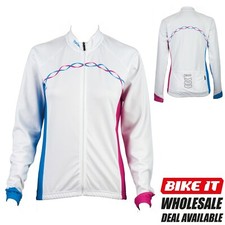 LADIES CYCLING JERSEY Long Sleeve Womens Cycle Jersey White WHOLESALE BULK DEAL
