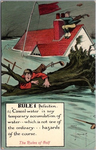 C1910s golfing comic postcard - golfing,