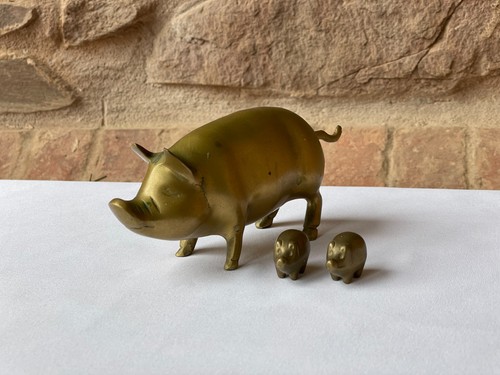 Vintage brass pig piglet - vintage, &