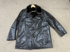 Brown Leather Pea Coat Fur