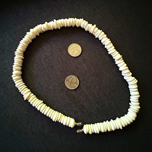 White shell heishi beaded - white,