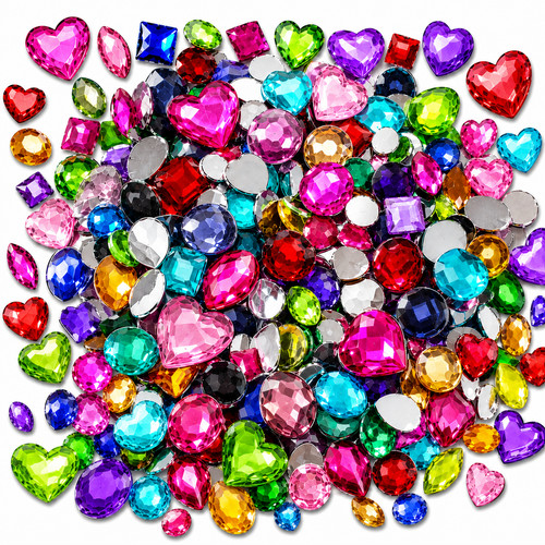 Plastic gemstones mixed - plastic,