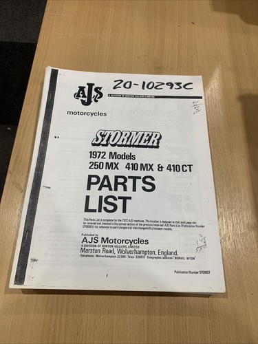 Ajs stormer parts list - ajs,