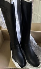 Ugg  Black Boots UK 4.5 Pine Wood  Tall Leather Uggs  Zip Knee Heel Gift £249