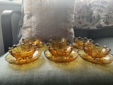 A Set Of 6 Vintage Amber Glass