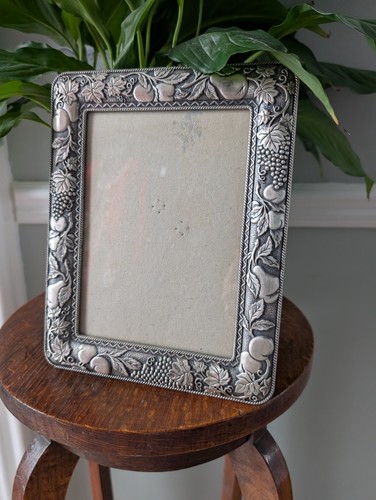 Vintage pewter photo frame - pewter,
