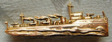 WW1 9K 9CT 9 CARAT GOLD PAGE PLYMOUTH ROYAL NAVY WARSHIP DESTROYER BADGE BROOCH