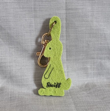 Steiff Felt Green Rabbit Keyring - Bag Clip 