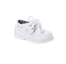 Baby Boys Boat Shoes Uk 4 White Occasion Wedding Canvas Style Sevva