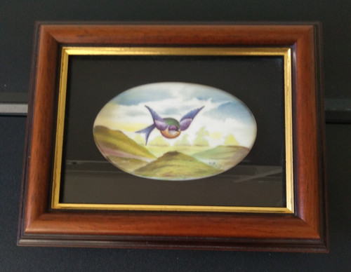 Framed hand painted - painted, porcelain