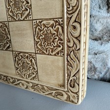 Fabulous Resin Chess Board Medieval Rose Motif - X Large 18"x18" - Ivory Cream