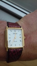 Savar 1390 Rectangular Calendar Vintage Nos Montre Watch 90'S Fond3 Uhr Orologio