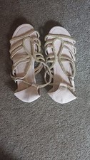 Pink With Gold Beading Gladiator Sandals Size 4