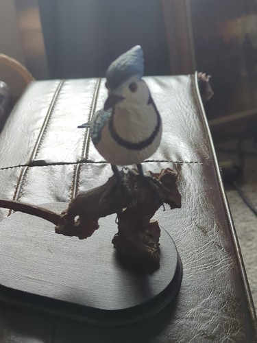 Blue jay bird figurine - blue,