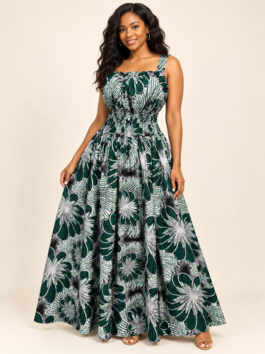 African print long circle - print,