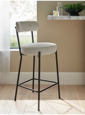 White Bouclé Bar Stool -