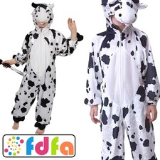 Wicked Cow Print Plush Jumpsuit Kids Childs Girls Boys Fancy Dress Costume