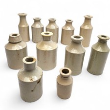 Mixed Antique Stoneware Bottles – Unmarked Collection, Vintage Pottery Display