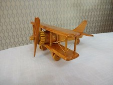 Wood Airplane Figurine Hand Carved Wooden Old Retro Style Aeroplane Figurine