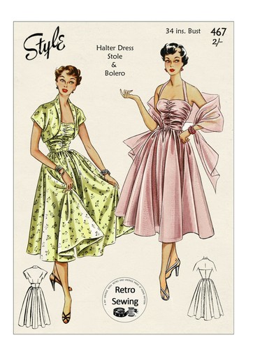 1950s halter evening dress - 1950s,