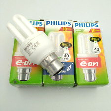 3 x 8W Philips Low Energy CFL Light Bulbs BC B22 Energy Saving Lamps = 40 watt