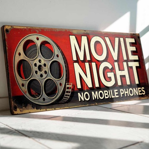 Movie night large sign retro - movie,