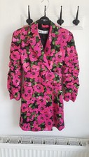Pink red black dress blazer ZARA poppy flowers size XS