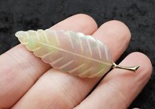 Beautiful Vintage Mother Of Pearl Carved Leaf Brooch - Stunning Colour 