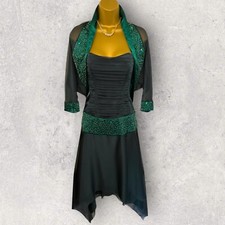 Charas Womens Vintage Green Beaded Chiffon Backless Dress Jacket Cocktail  UK 8