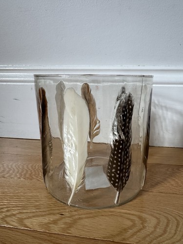 Candle holder with feathered - candle,