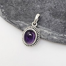 925 Sterling Silver Amethyst Pendant – Vintage Gemstone Necklace Gift