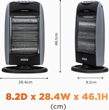 Free Standing Portable Electric Halogen Quartz Heater 3 Bars 1200W INSTANT HEAT