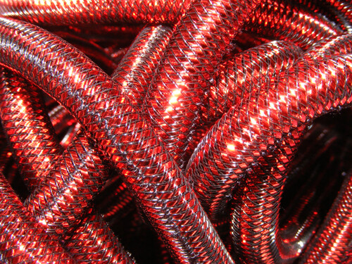 Red metallic mini tubular crin - red,
