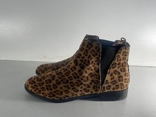 Primark Women's Shoes Size 6(39) Used Brown Suede Leopard Print Ankle Boots -E19