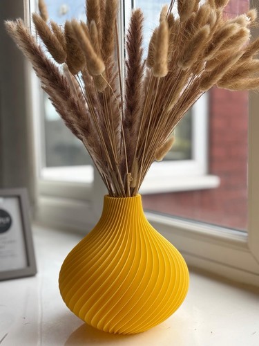 Modern spiral vase - spiral, yellow