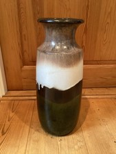 Large Vintage Scheurich Keramik West German Vase 239-41 green beige white lava